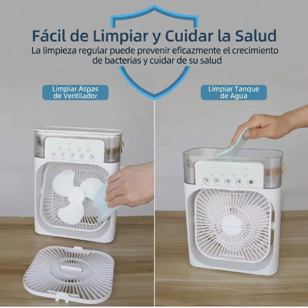 Aire Acondicionado Portátil 3 en 1 con Ventilador y Luz LED