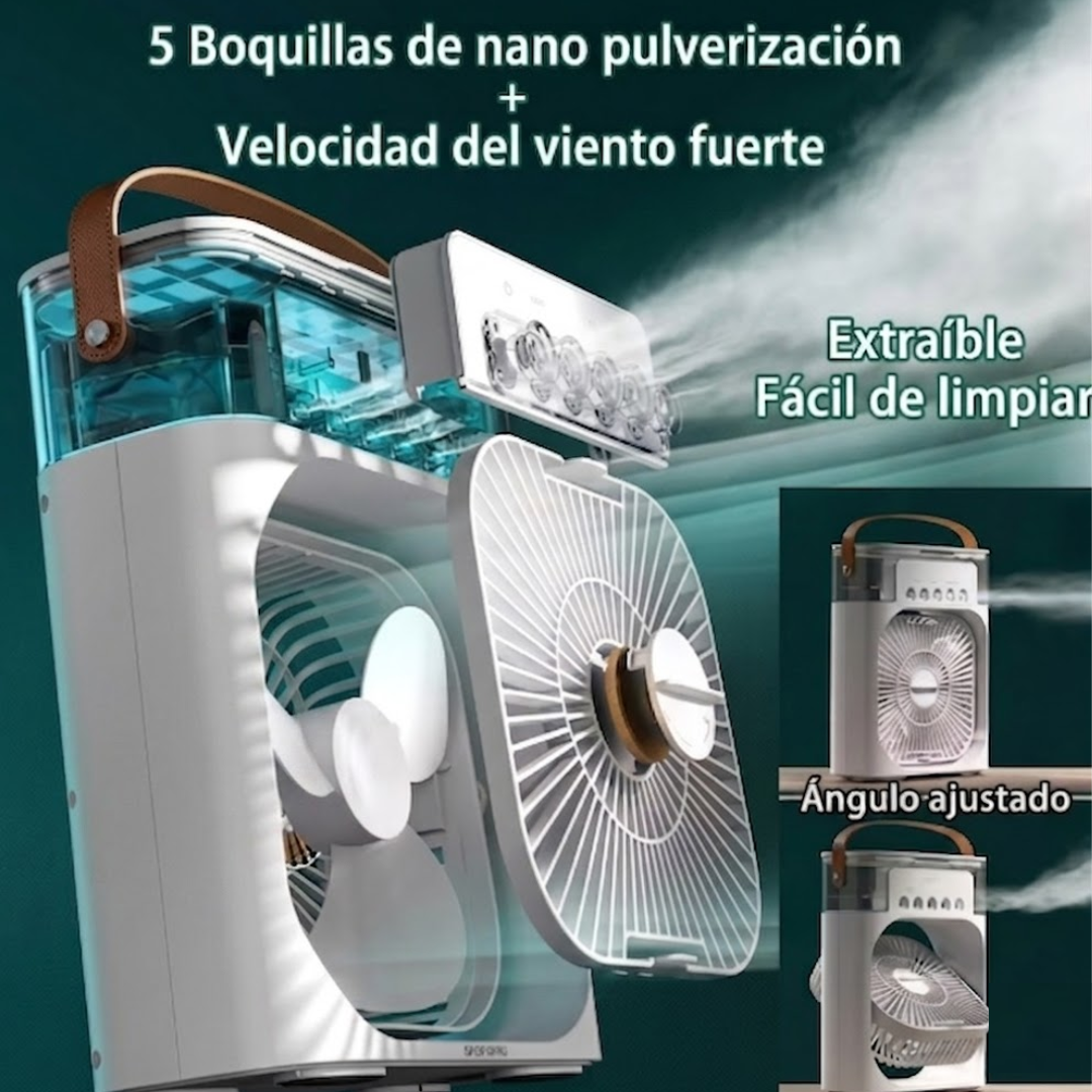 Aire Acondicionado Portátil 3 en 1 con Ventilador y Luz LED