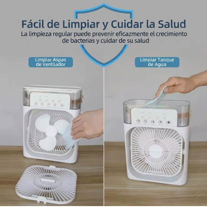 Aire Acondicionado Portátil 3 en 1 con Ventilador y Luz LED